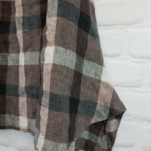 Elemente Clemente Skirt Linen Circle Taupe Plaid - Picture 4 of 6